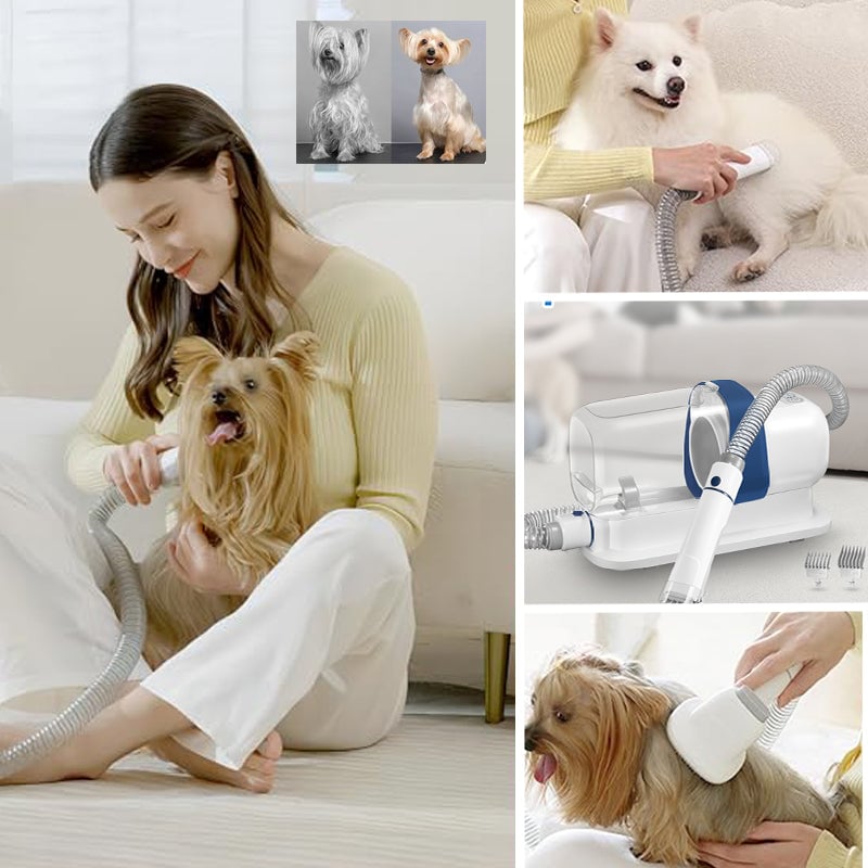 Pet Grooming Vacuum Kit – Quiet Suction with 5 Attachments, 2.3L Dust Bin for Dogs & Cats