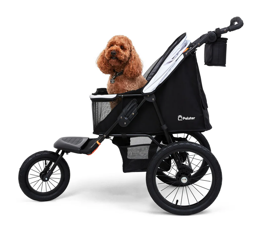 Palster Explorer All-Terrain Pet Stroller – Durable Dog & Cat Pram with Rain Cover (Black & Mist Silver)