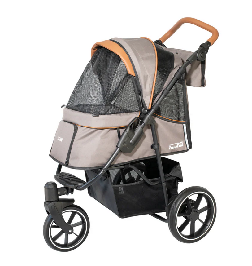 Innopet Premium Cozy Dog Stroller – Luxury Pet Pram with Free Rain Cover (Beige)