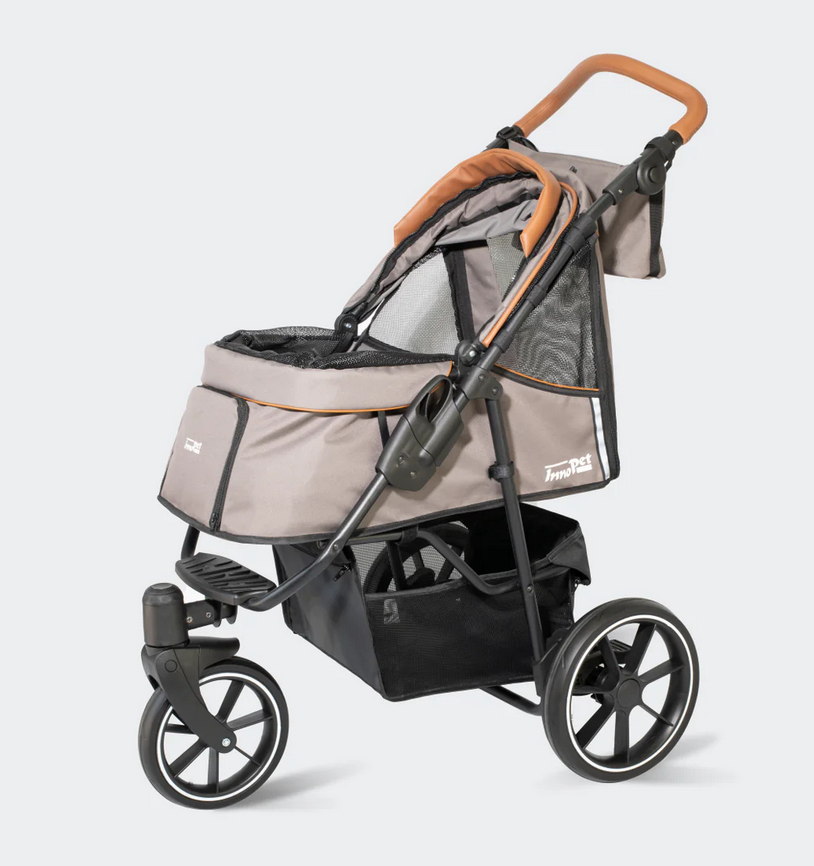 Innopet Premium Cozy Dog Stroller – Luxury Pet Pram with Free Rain Cover (Beige)