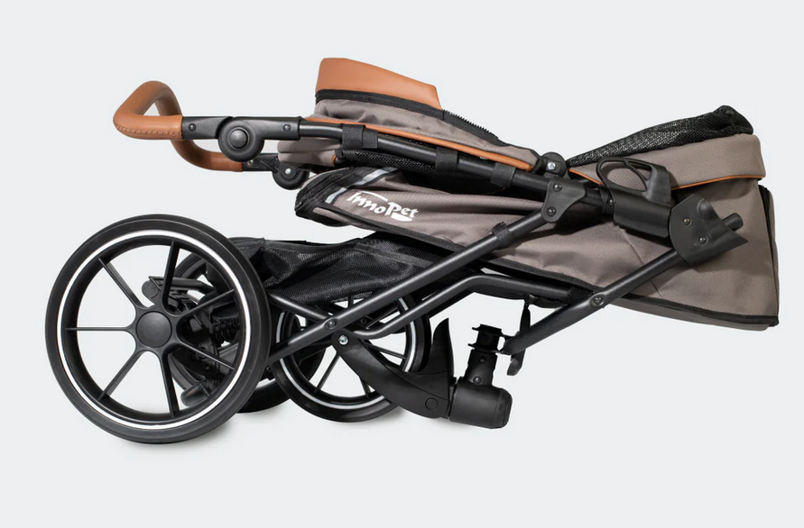 Innopet Premium Cozy Dog Stroller – Luxury Pet Pram with Free Rain Cover (Beige)