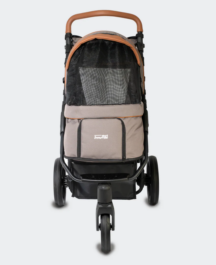 Innopet Premium Cozy Dog Stroller – Luxury Pet Pram with Free Rain Cover (Beige)