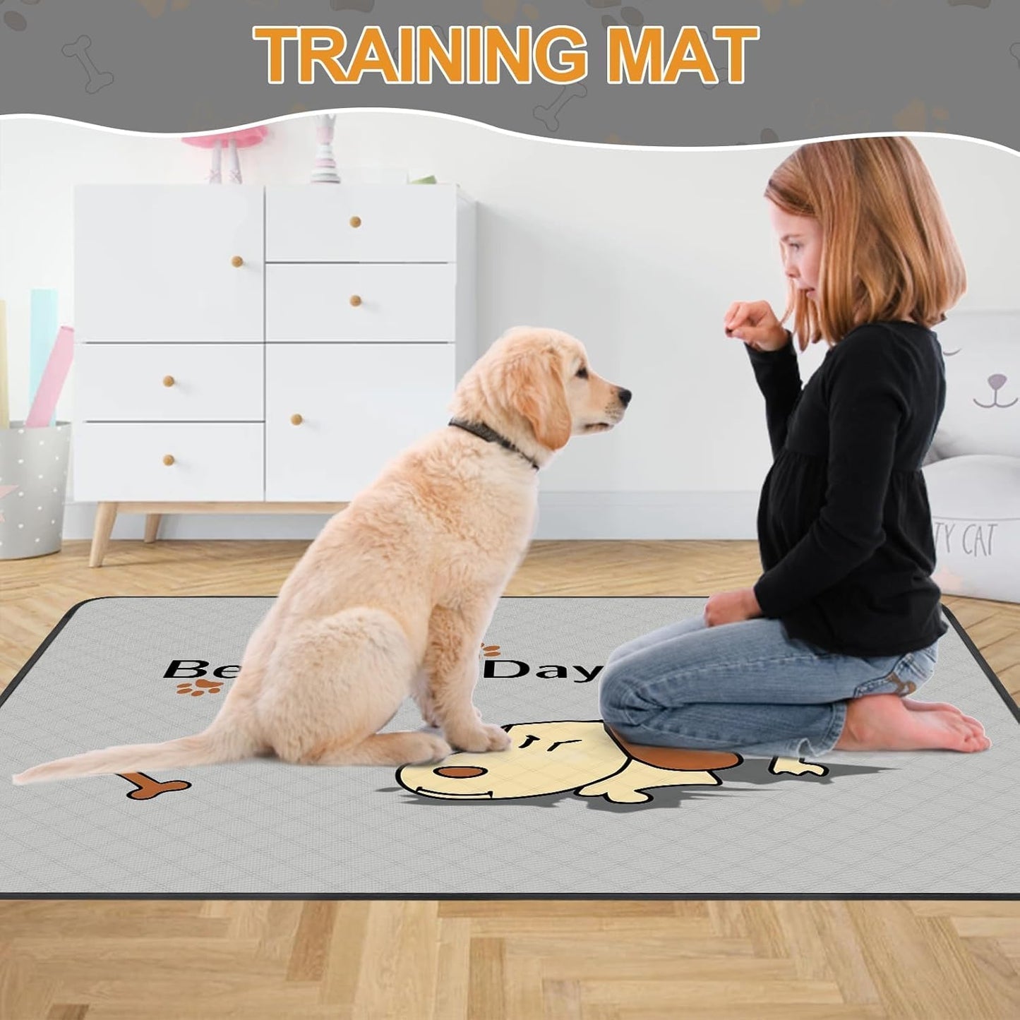 Washable Dog Pee Pads 4-Pack (47x32in) – Leak-Proof, Non-Slip Puppy Training Mats for Crates & Home (Grey)
