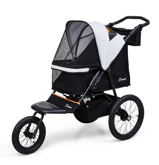 Palster Explorer All-Terrain Pet Stroller – Durable Dog & Cat Pram with Rain Cover (Black & Mist Silver)