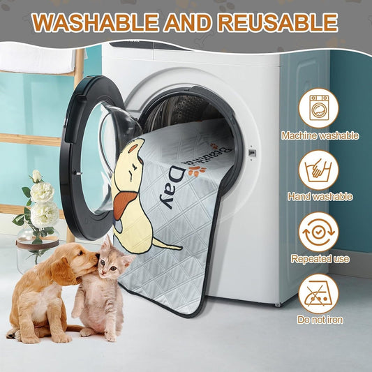 Washable Dog Pee Pads 4-Pack (47x32in) – Leak-Proof, Non-Slip Puppy Training Mats for Crates & Home (Grey)